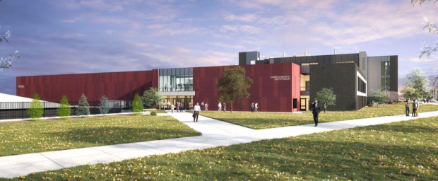 Bulkeley High School Fiber Cement Swisspearl Rainscreen Facade supported by Cladding Corp Subframing System