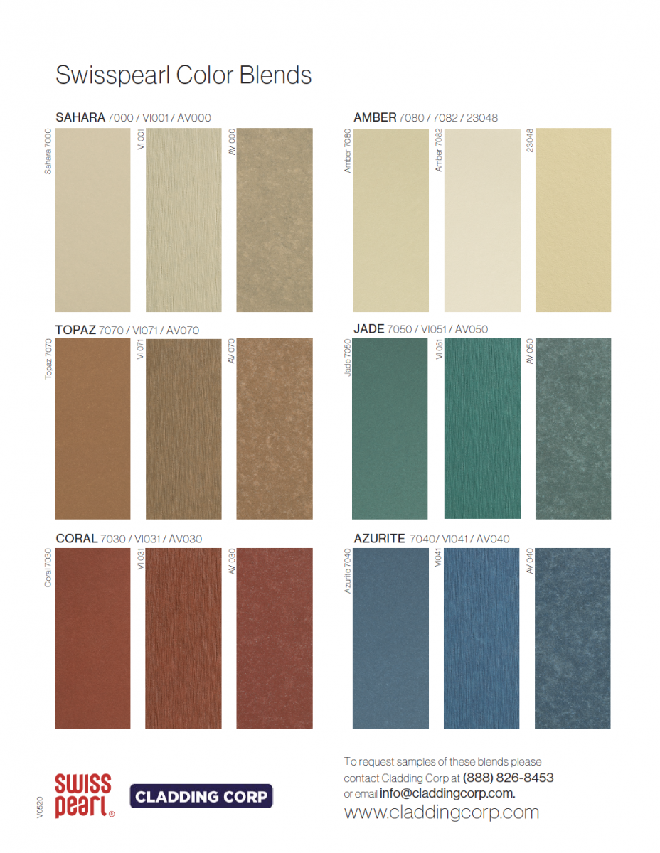 Cladding Corp Swisspearl Color Blends