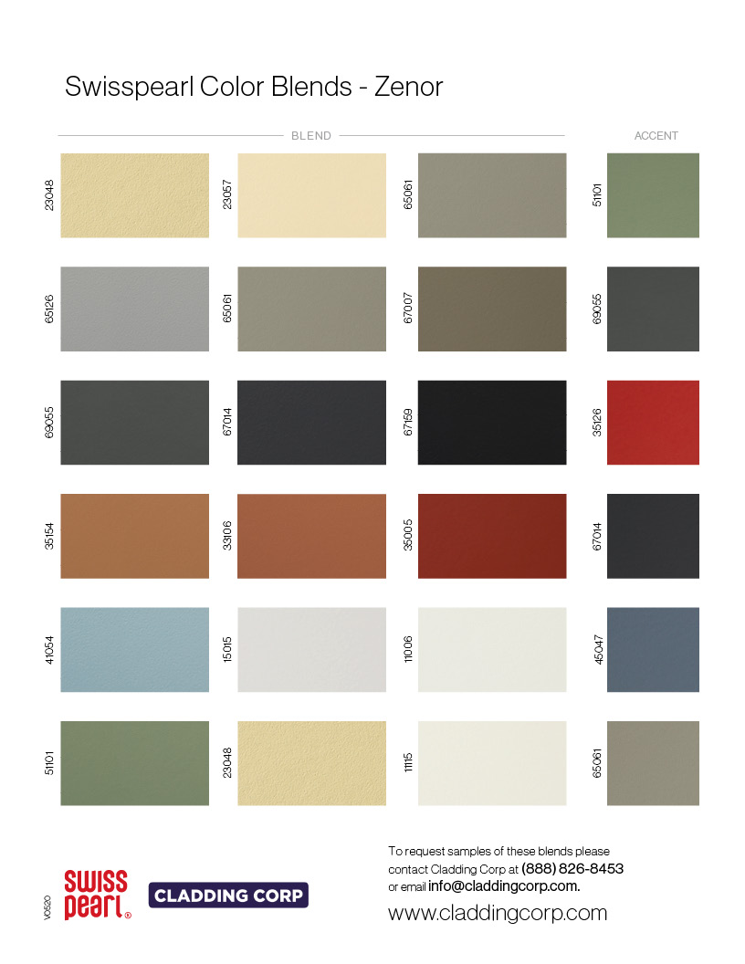 Cladding Corp Swisspearl Zenor Color Blends