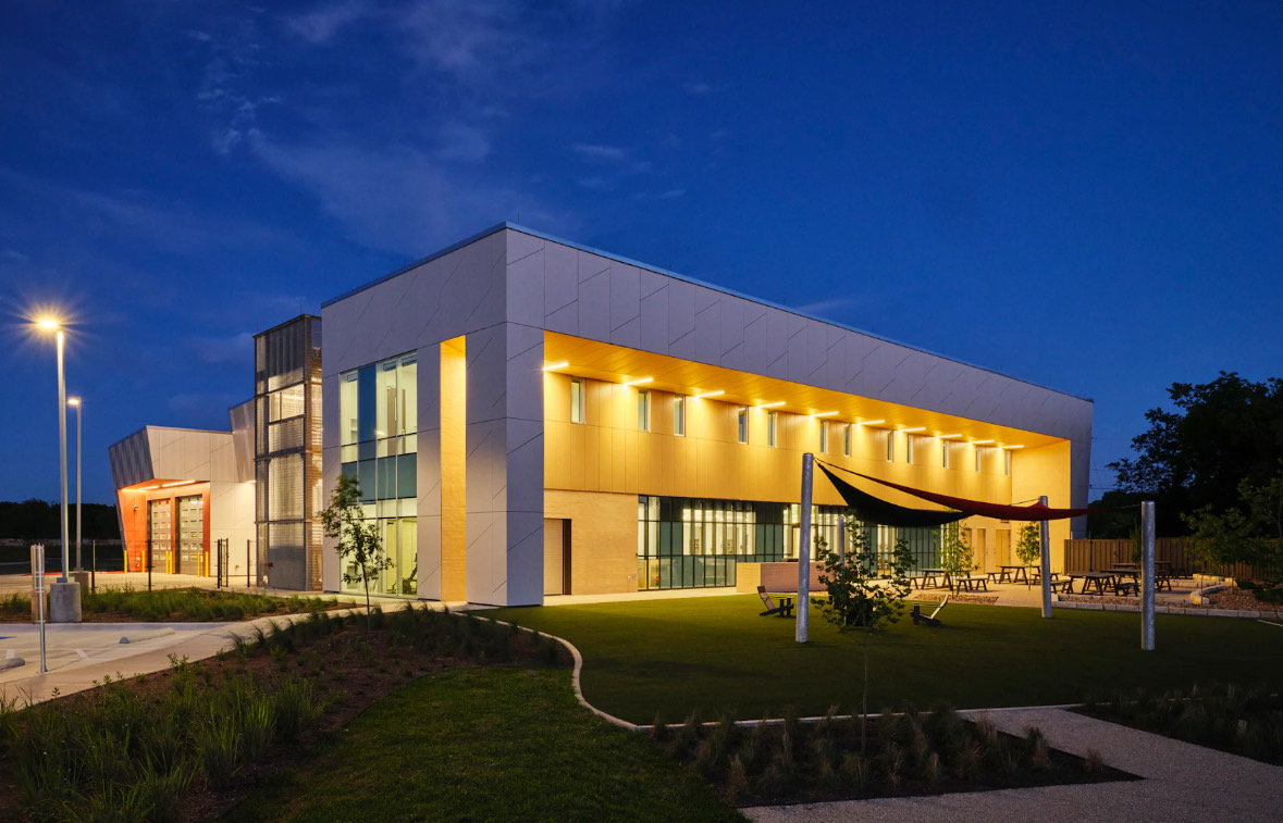 Goodnight Fire EMS Station Swisspearl Fiber Cement Cladding Corp Subframing System Rainscreen Facade