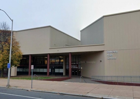 Bulkeley High School Fiber Cement Swisspearl Rainscreen Facade supported by Cladding Corp Subframing System