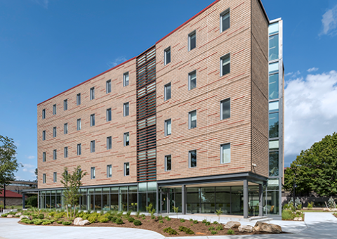 Cladding Corp -  Gaige Hall Rhode Island College  - Swisspearl - Terra5 Terracotta Baguette