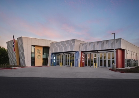 Goodnight Fire EMS Station Swisspearl Fiber Cement Cladding Corp Subframing System Rainscreen Facade